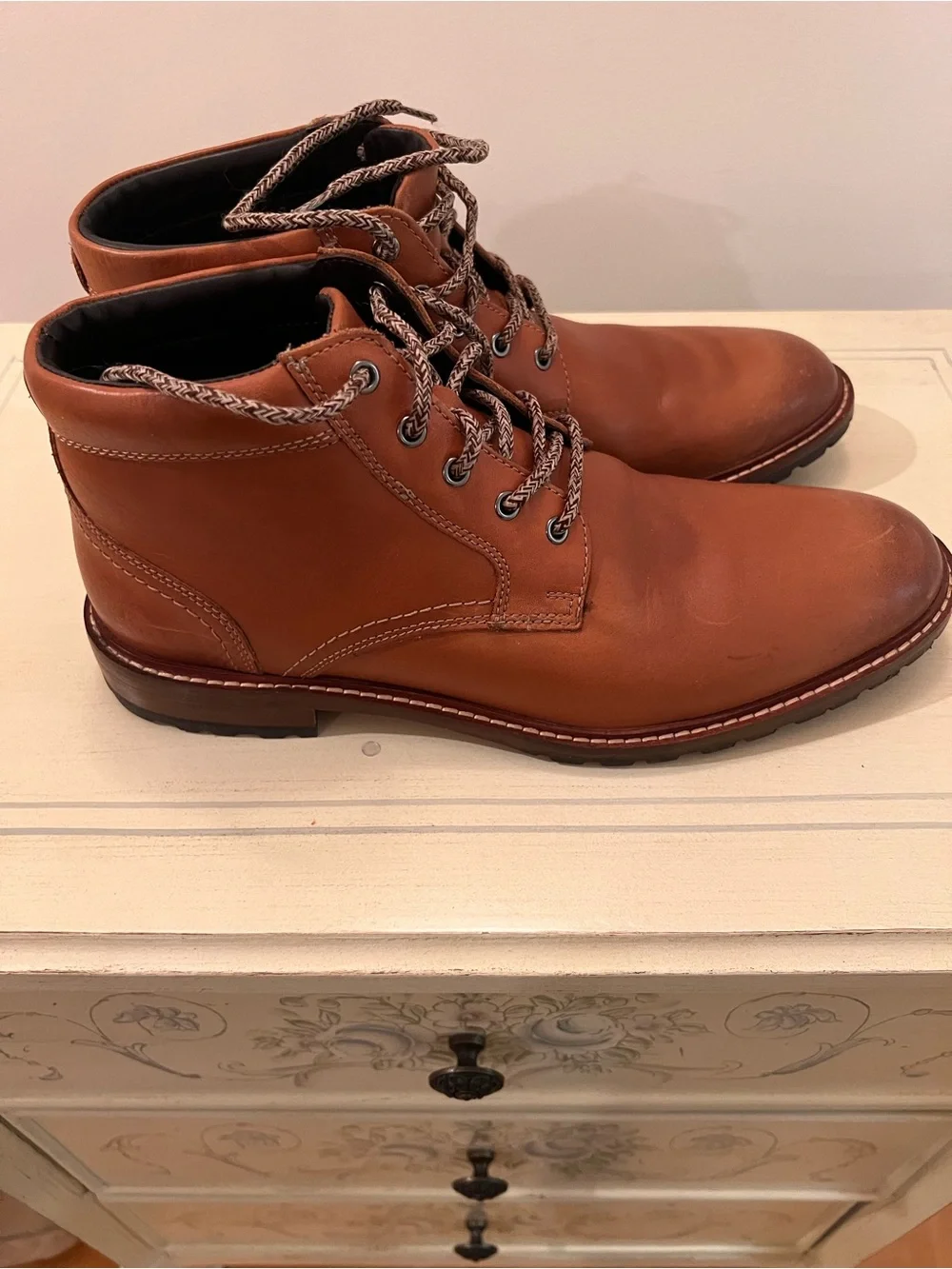 Johnston & Murphy Men's Cognac Leather Ankle Boots